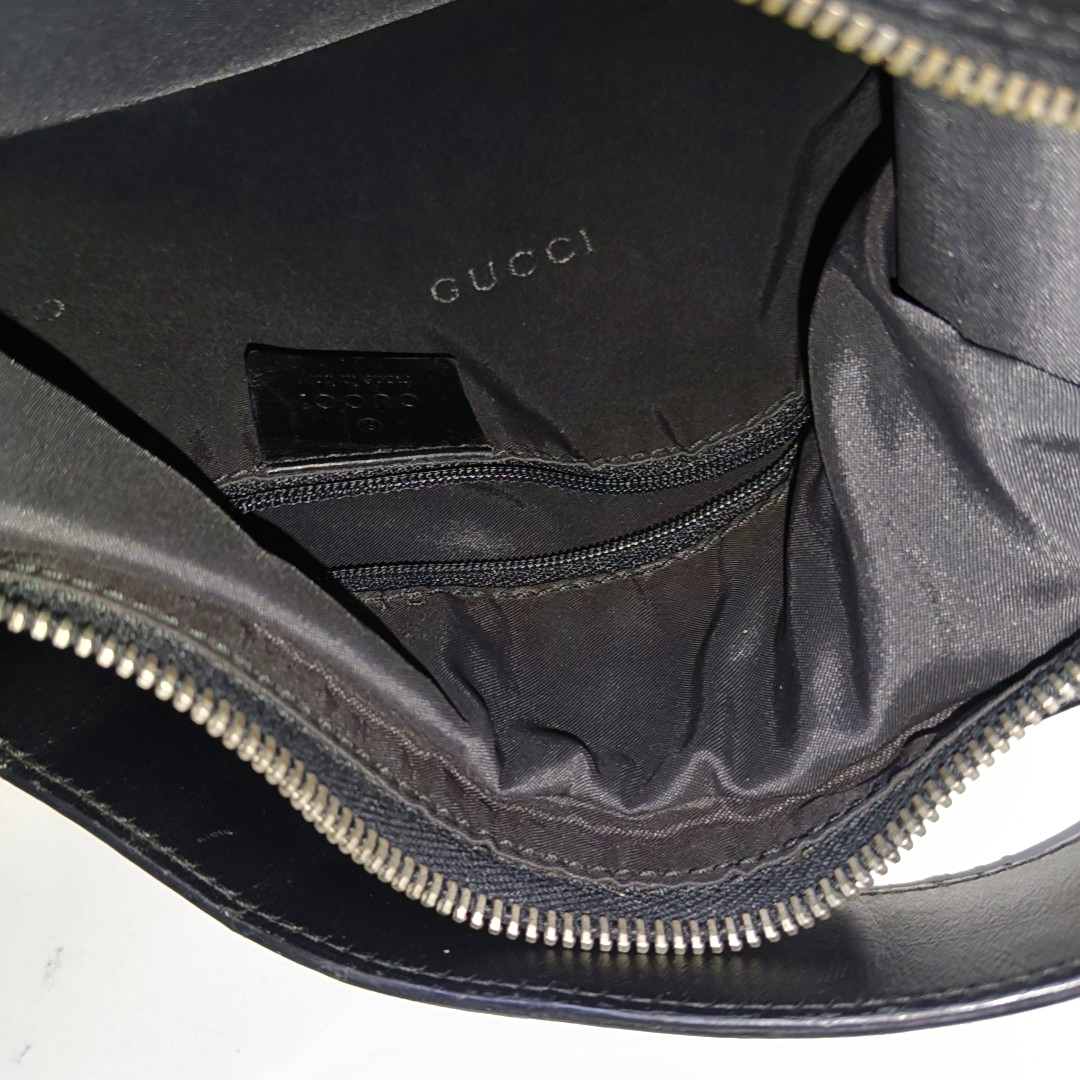 GUCCI Creole Black Canvas Single Shoulder Bag Tote Ruthenium color hardware-(SKU)-945095725