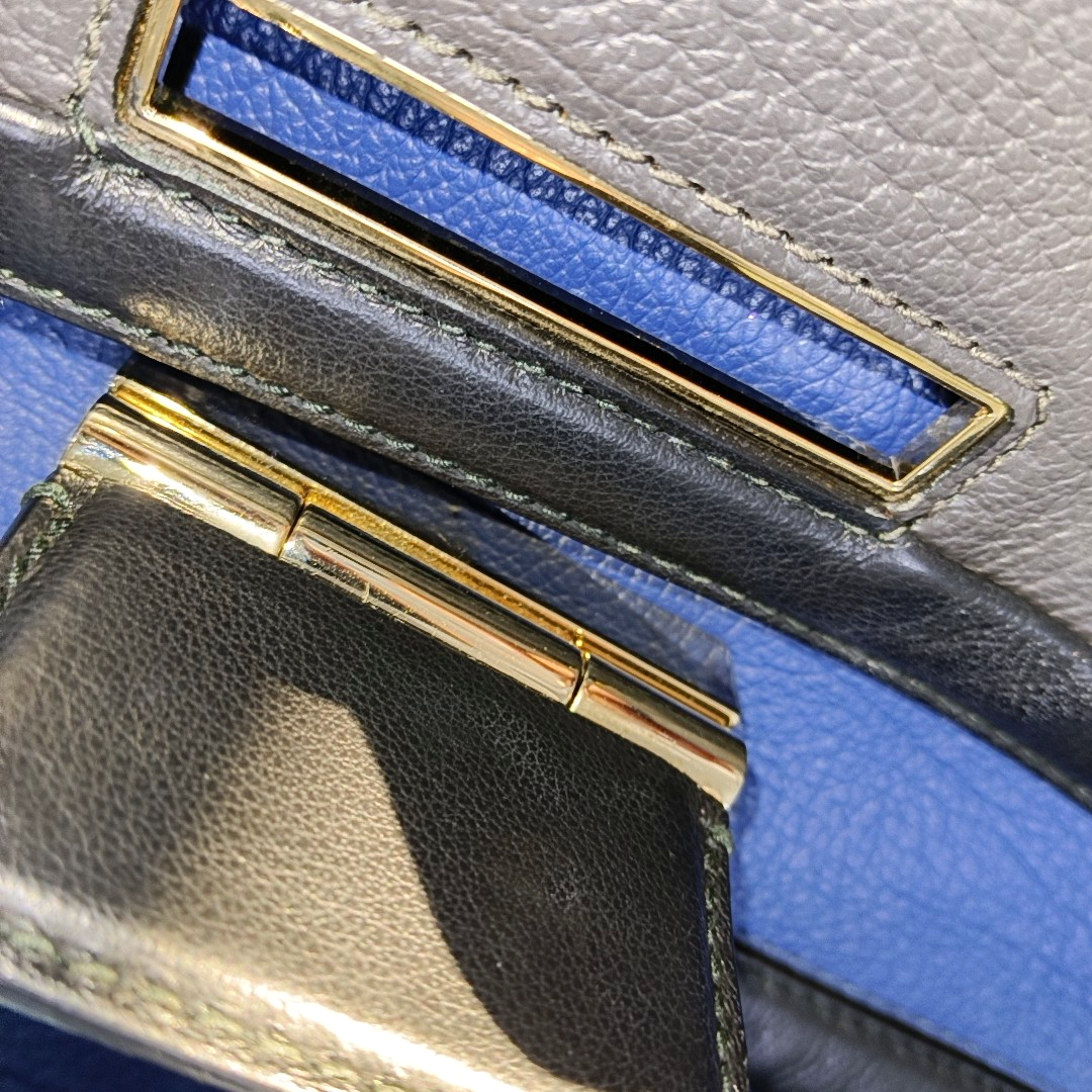 FURLA Blue cowhide single shoulder bag Golden hardware Removable shoulder strap-(SKU)-14420389