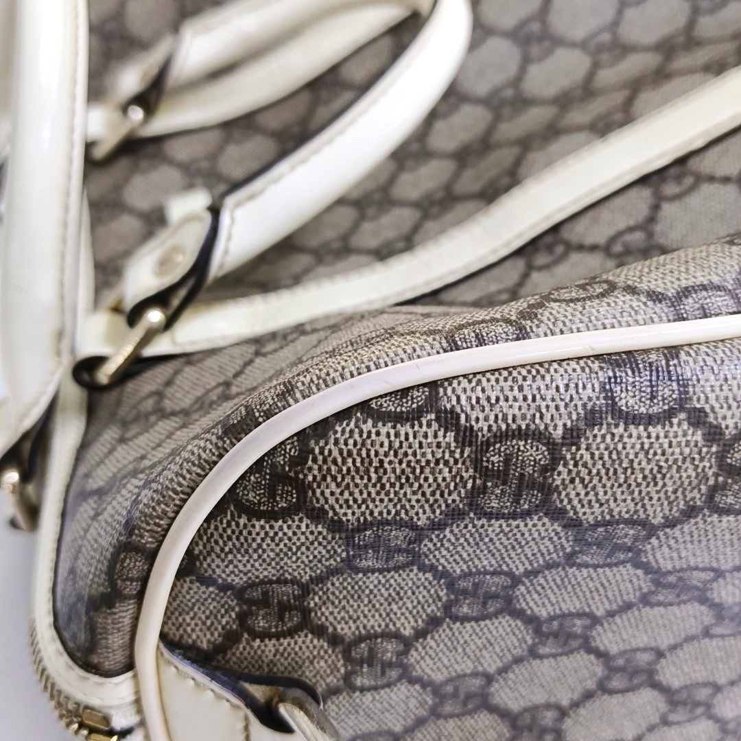 GUCCI Beige Coated Canvas Monogrammed Tote Bag Golden hardware-(SKU)-958959380