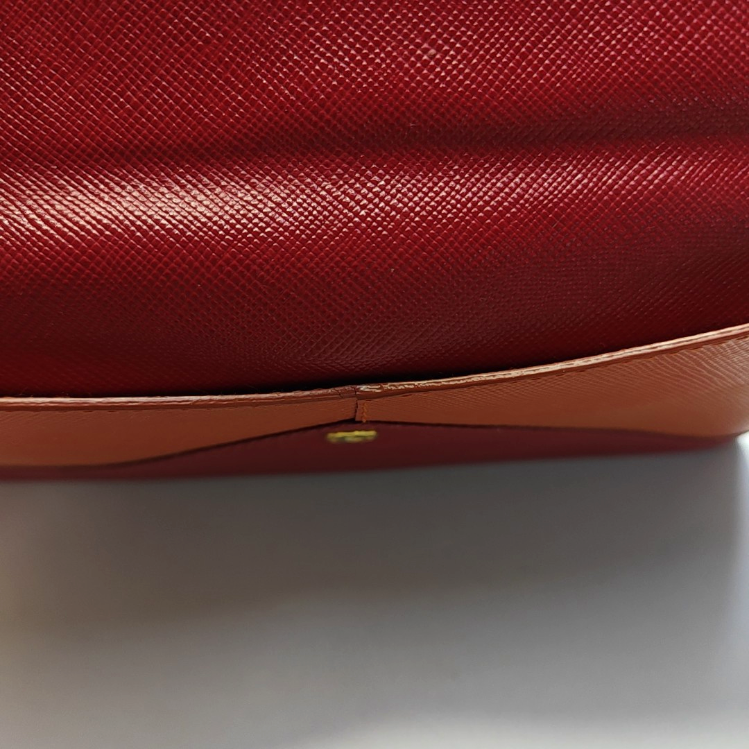 PRADA Red cowhide logo cross-grain wallet Golden hardware-(SKU)-936291107