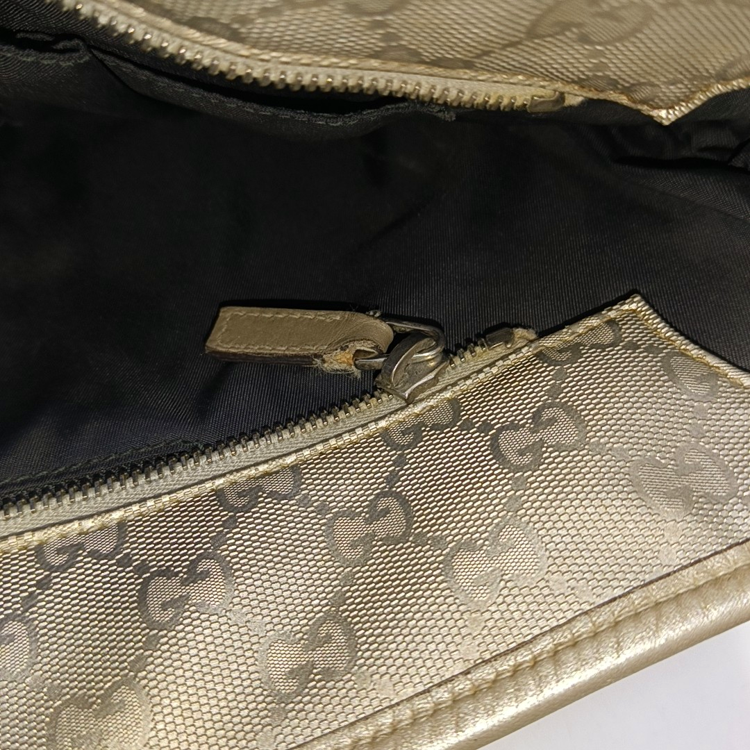 GUCCI GG Imprime Silver Coated Canvas Monogram Shoulder Bag Handbag Silver Hardware-(SKU)-957584035