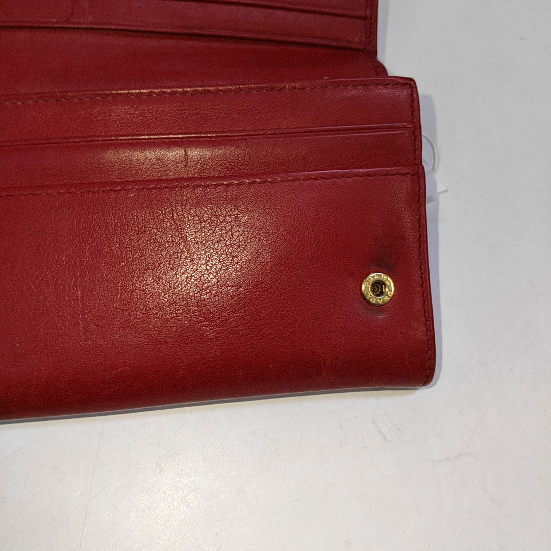 PRADA Red Cowhide Logo Wallet Golden hardware-(SKU)-942850390