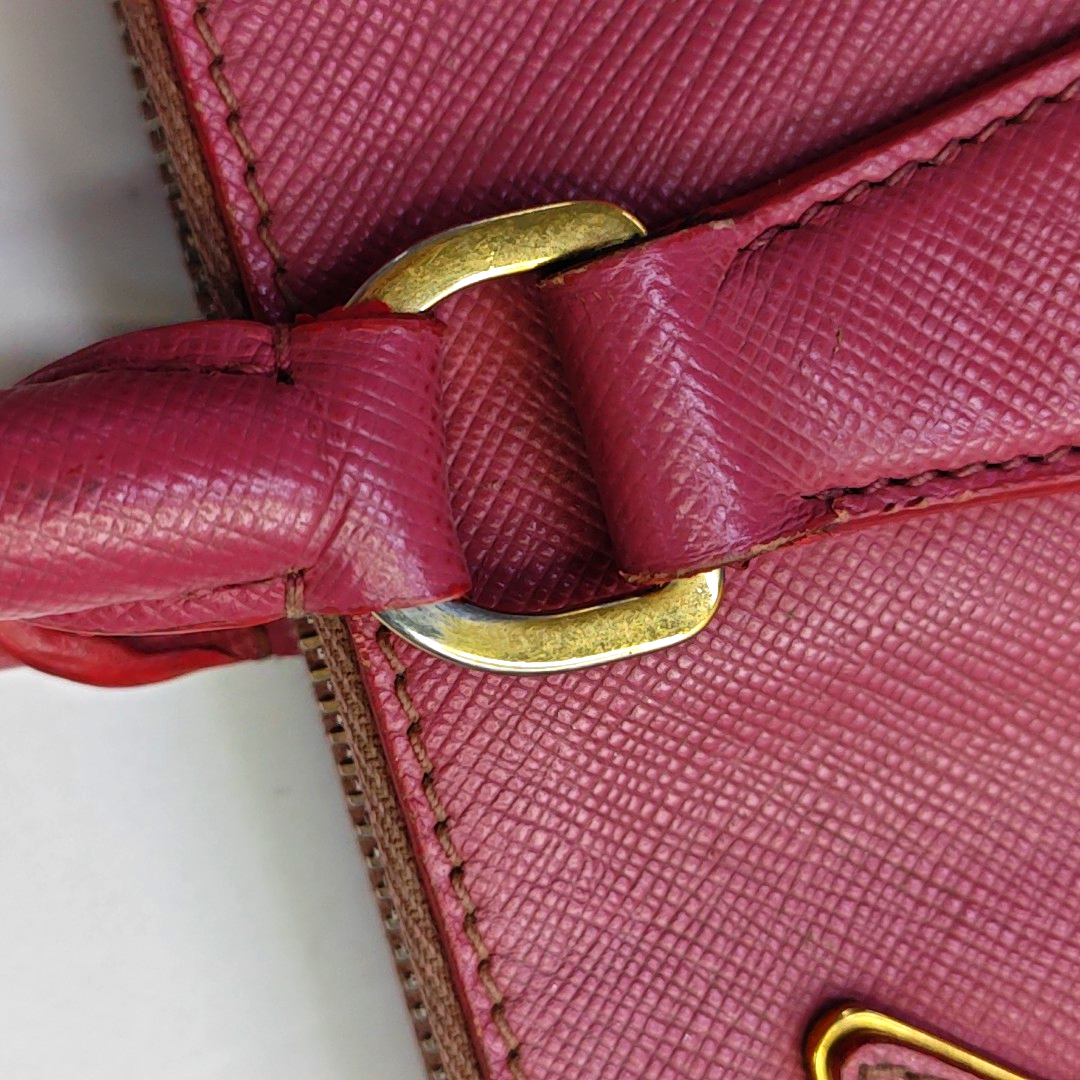 PRADA Galleria Extra Large Pink Cow Leather Logo Crosshatch Killer Bag Handbag Shoulder Bag Crossbody Golden hardware-(SKU)-946380877