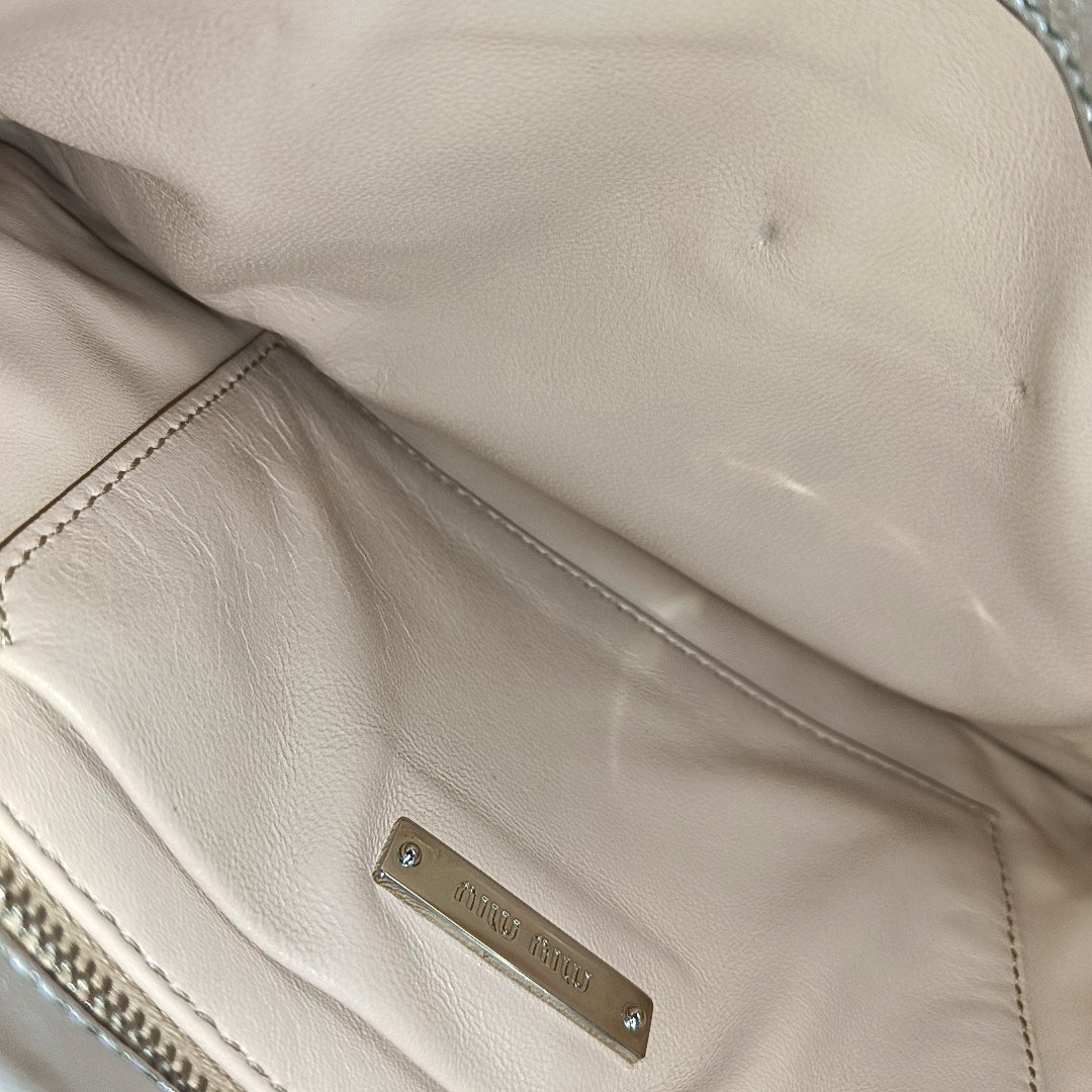 Miu Miu Silver leather patched crossbody bag Silver Hardware Removable shoulder strap-(SKU)-936787329