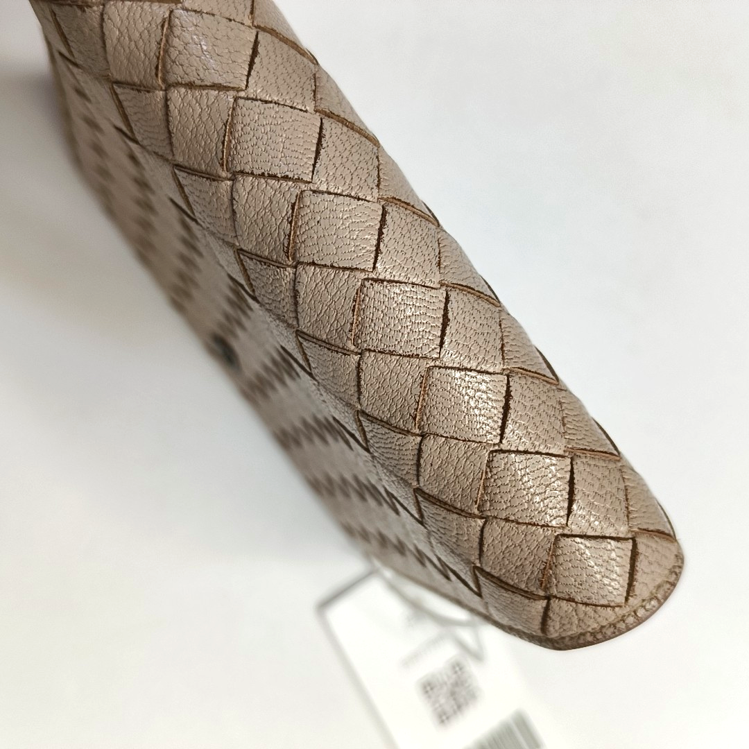 BOTTEGA VENETA Beige Calfskin Woven Wallet Silver Hardware-(SKU)-945922858