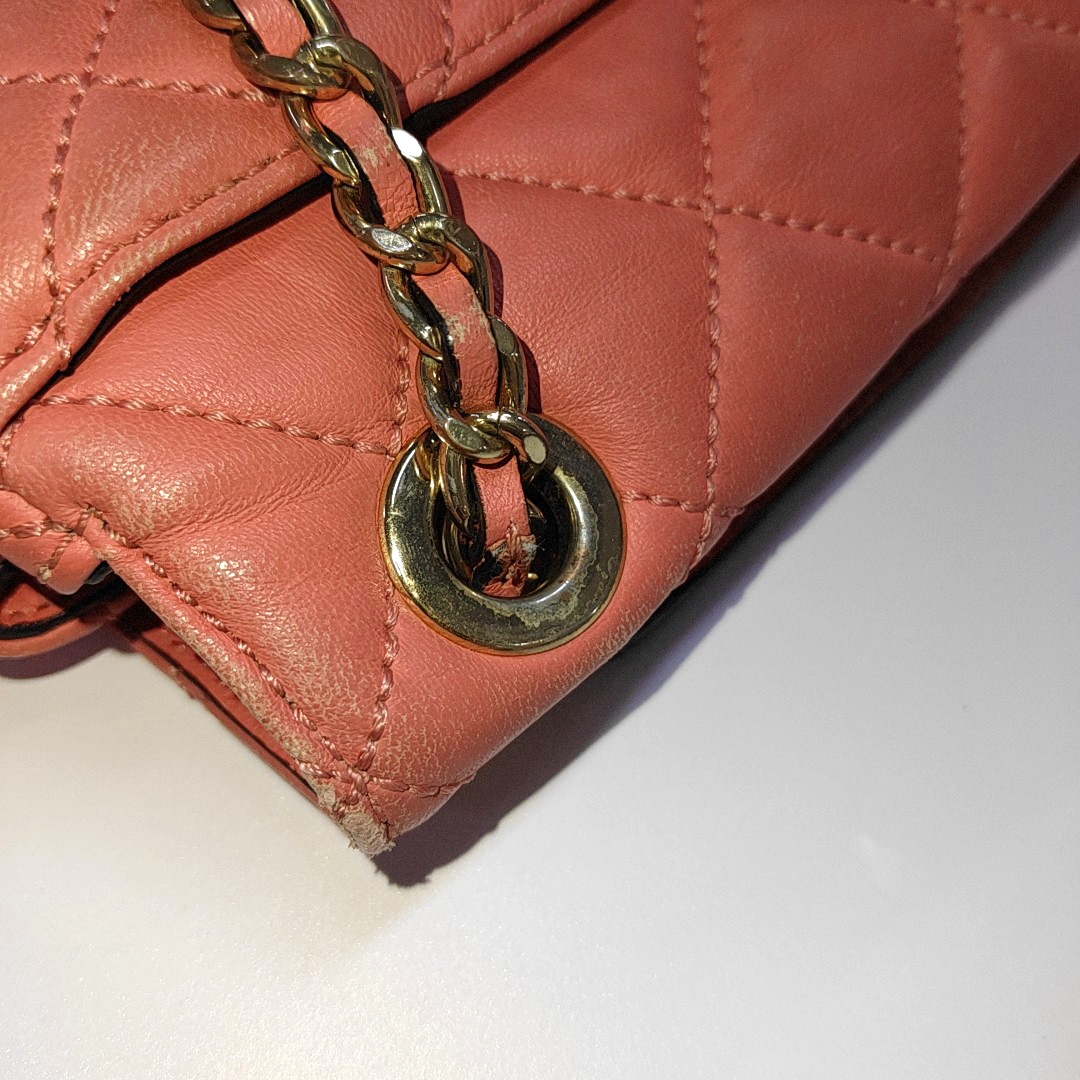 MICHAEL KORS Sloan Orange-pink cowhide quilted crossbody bag/shoulder bag/handbag Golden hardware-(SKU)-932342596
