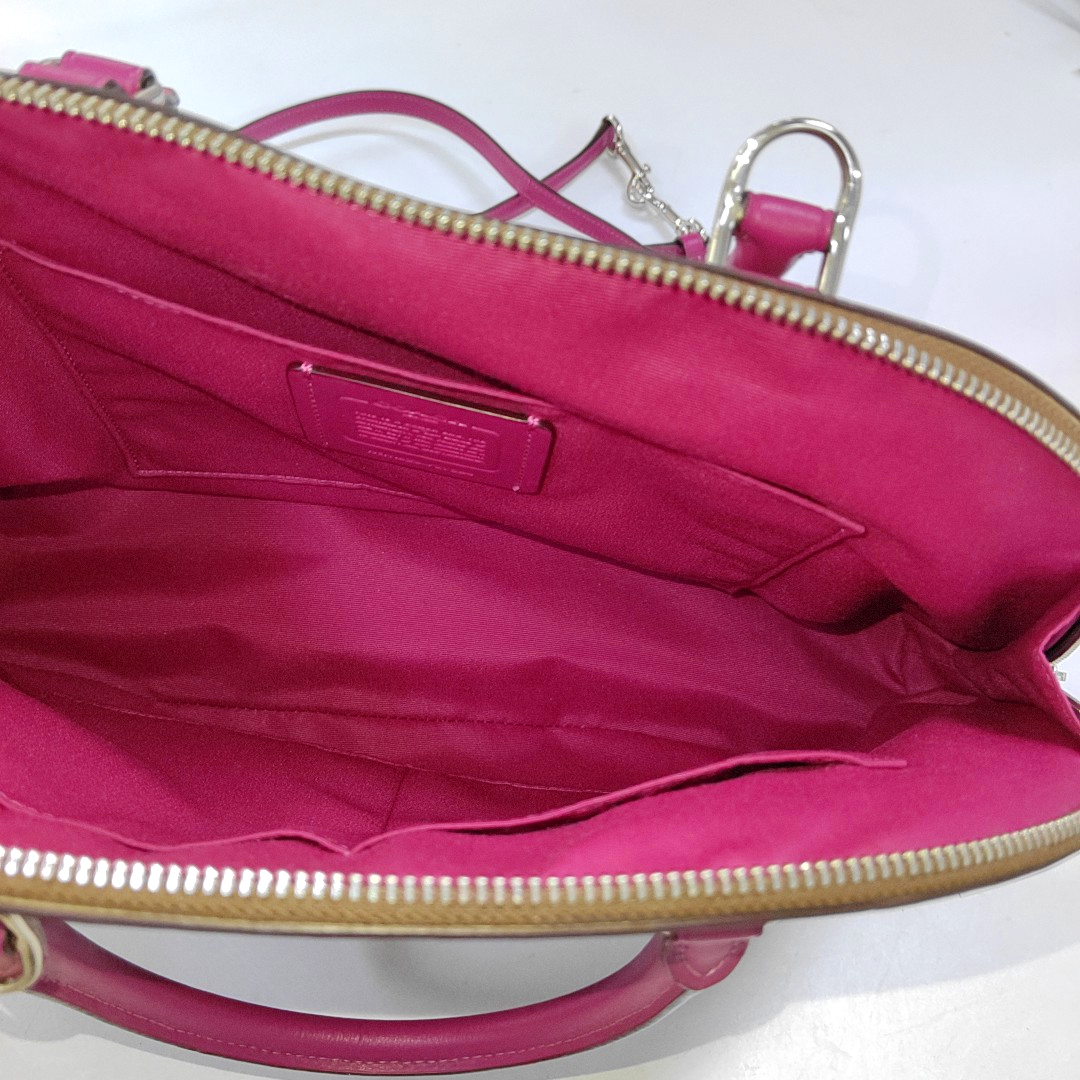 COACH SIERRA Khaki Coated Canvas Monogram Carriage Single Shoulder Bag Sling Bag Handbag Silver Hardware Removable shoulder strap-(SKU)-942426011
