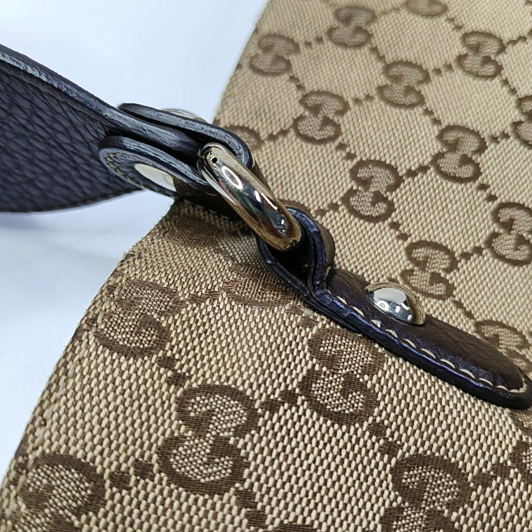 GUCCI Babouska Khaki canvas monogram crossbody bag, handbag Silver Hardware-(SKU)-958404540