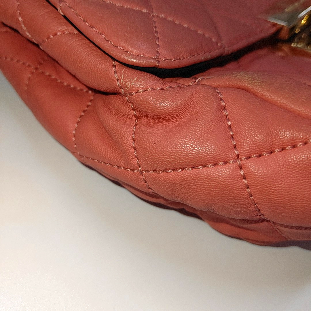 MICHAEL KORS Sloan Orange-pink cowhide quilted crossbody bag/shoulder bag/handbag Golden hardware-(SKU)-932342596