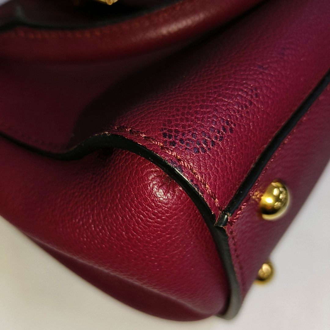 BURBERRY Buckle Burgundy Leather Single Shoulder Bag Golden hardware Removable shoulder strap-(SKU)-940108439