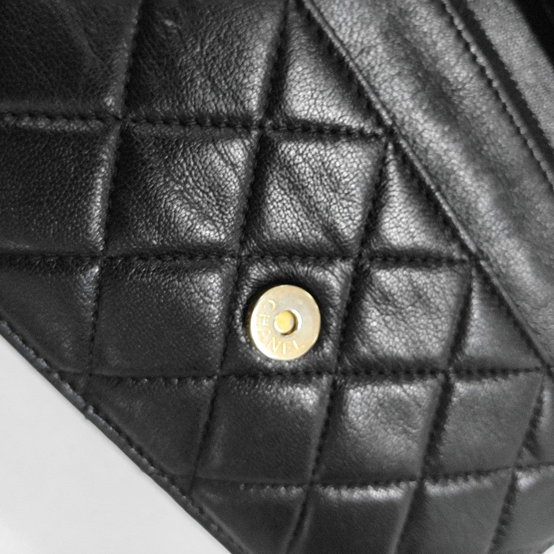 CHANEL CHANEL 19 WOC Black Lamb Skin Quilted Shoulder Bag Crossbody with Gold Hardware 28 Clasp-(SKU)-968974171