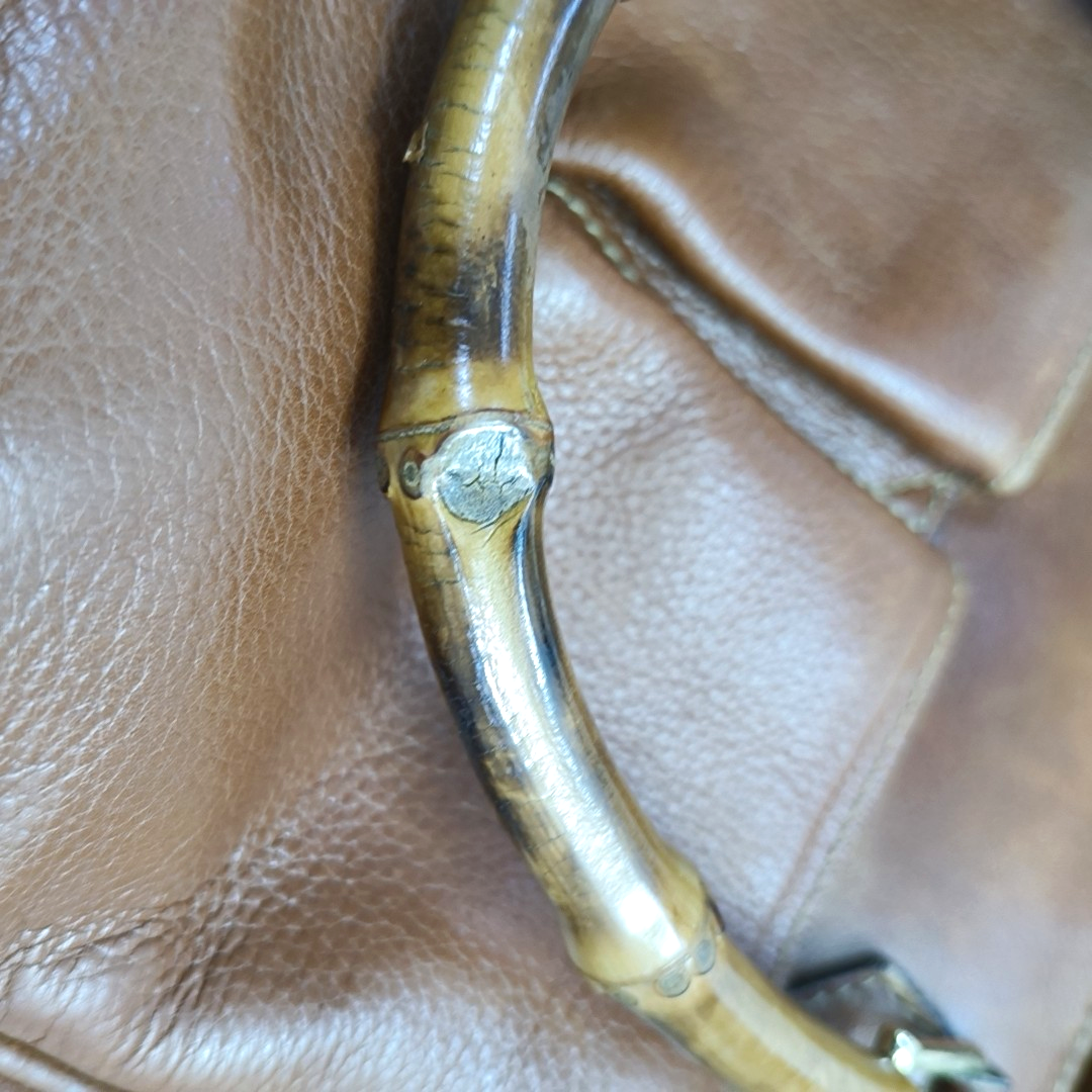 GUCCI Bamboo 1947 Brown cowhide bamboo handle handbag Golden hardware-(SKU)-945614292