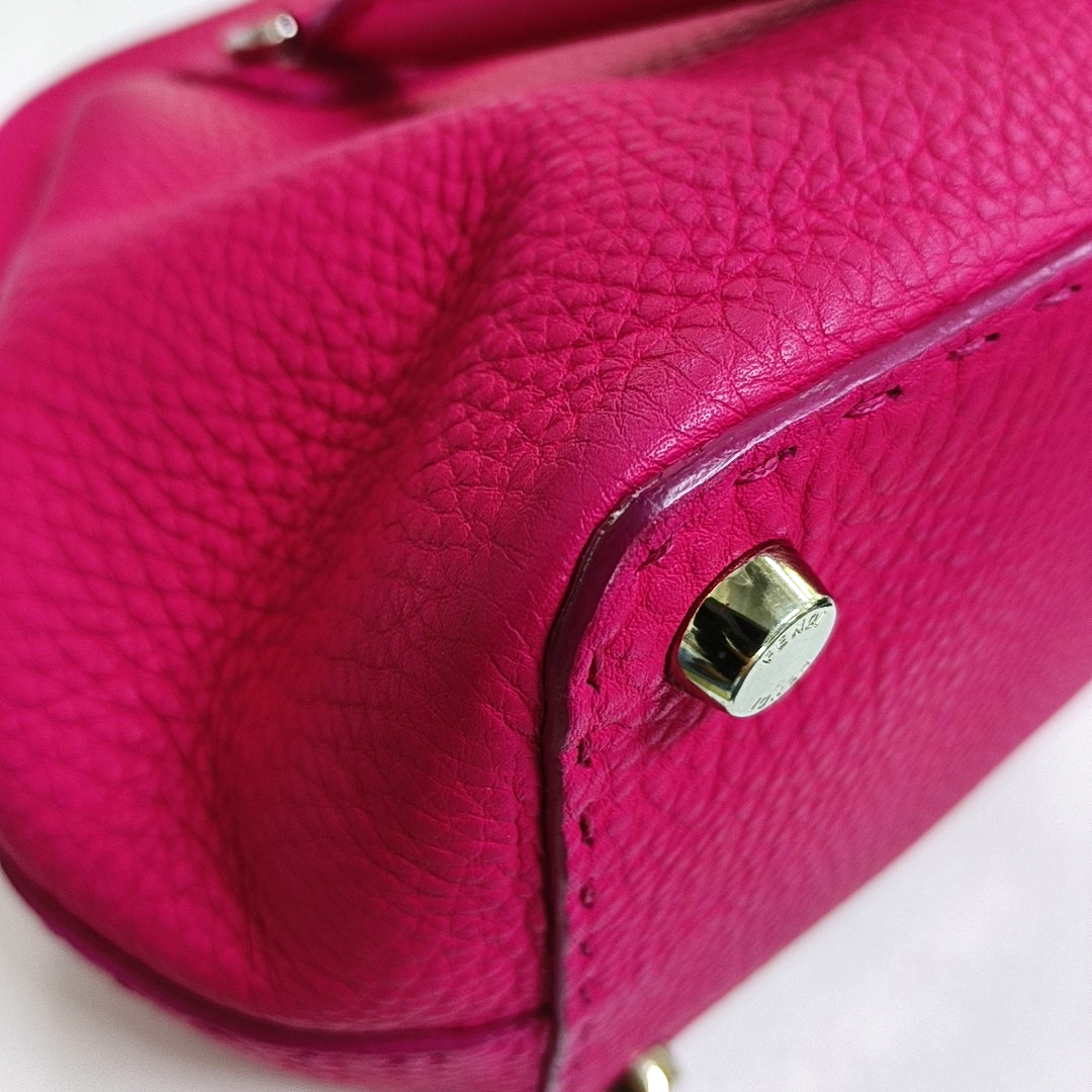 FENDI Tote bag Fuchsia cowhide handbag Silver Hardware-(SKU)-957044385