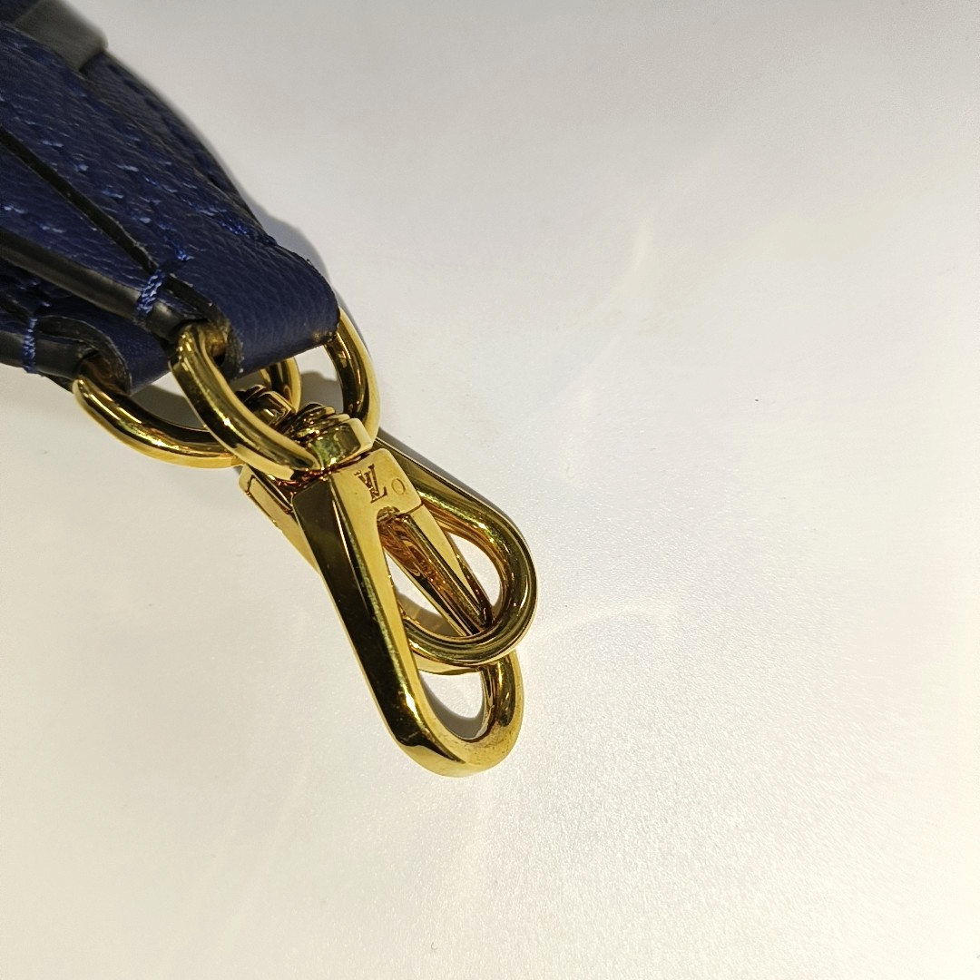 LOUIS VUITTON ON MY SIDE Medium Dark Blue Leather Woven Shoulder Bag, Gold Hardware, Removable Shoulder Strap-(SKU)-14487079