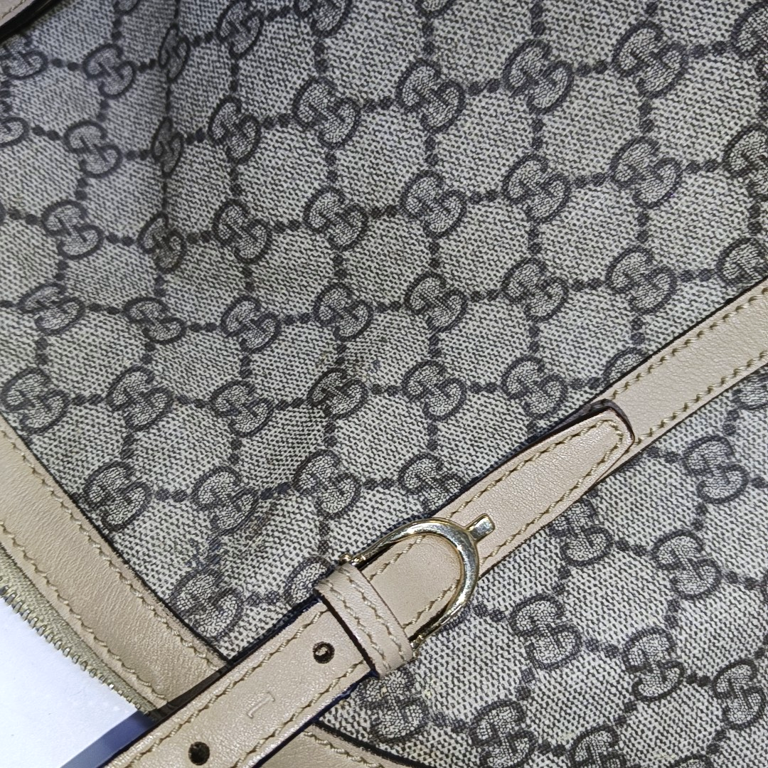 GUCCI GG Supreme Khaki Coated Canvas Monogrammed Single Shoulder Bag Tote Golden hardware Removable shoulder strap-(SKU)-944985050