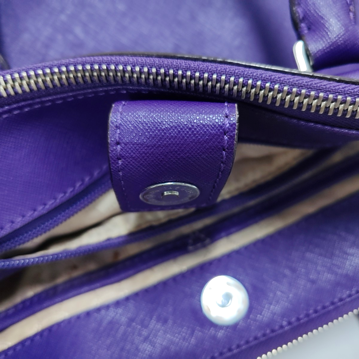 MICHAEL KORS Small size Purple Leather Textured Studs Single Shoulder Bag Handbag Crossbody Silver Hardware Removable shoulder strap-(SKU)-930756966