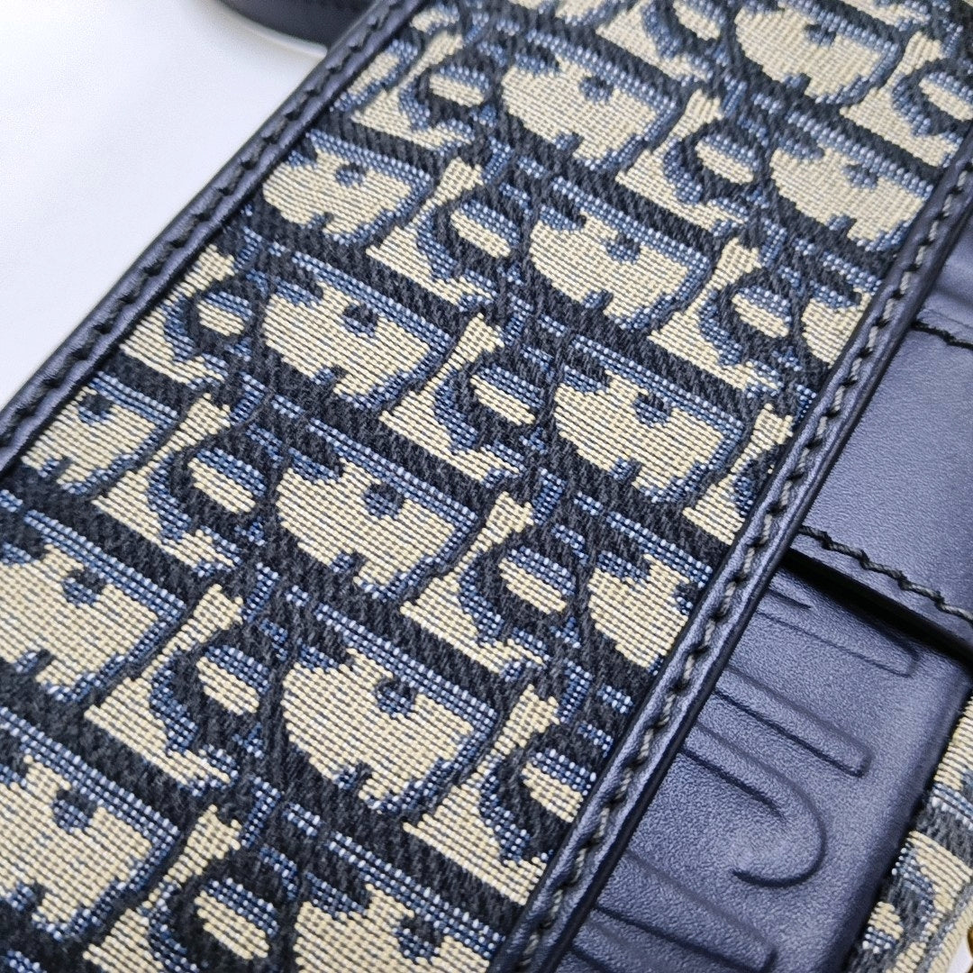 DIOR 30 Montaigne East-West blue canvas Monogram jacquard Montaigne bag shoulder bag crossbody bag removable shoulder strap-(SKU)-966152938