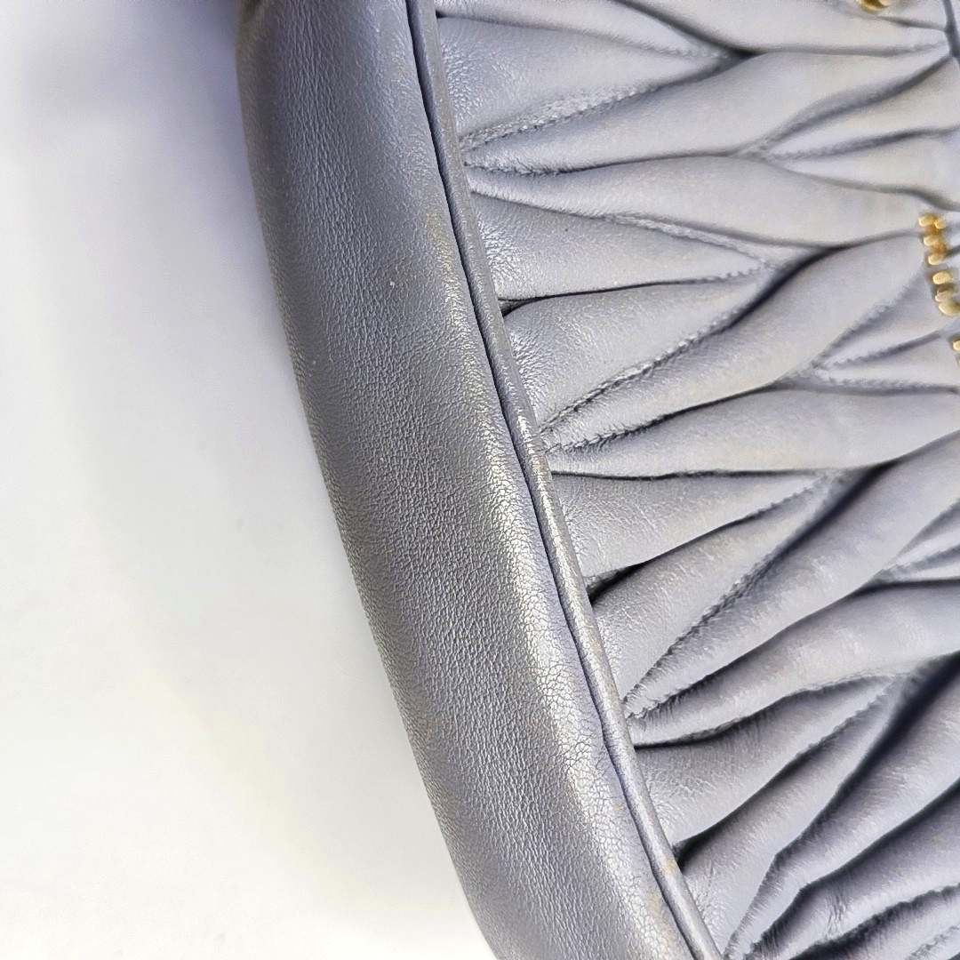 Miu Miu Blue Leather Quilted Sling Bag Crossbody Bag Golden hardware-(SKU)-952706910