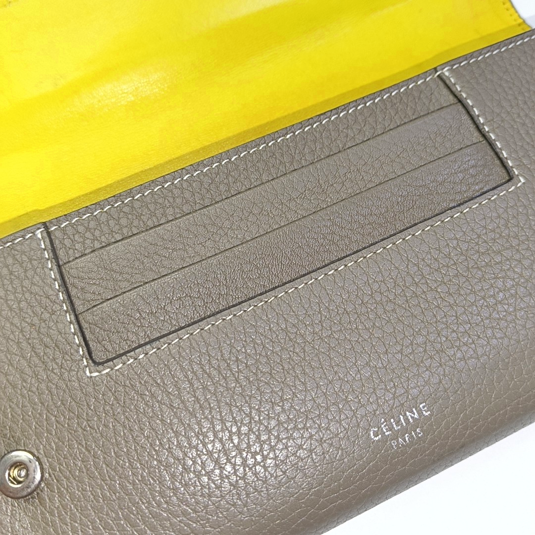CELINE Gray Cowhide Wallet Silver Hardware-(SKU)-943087470