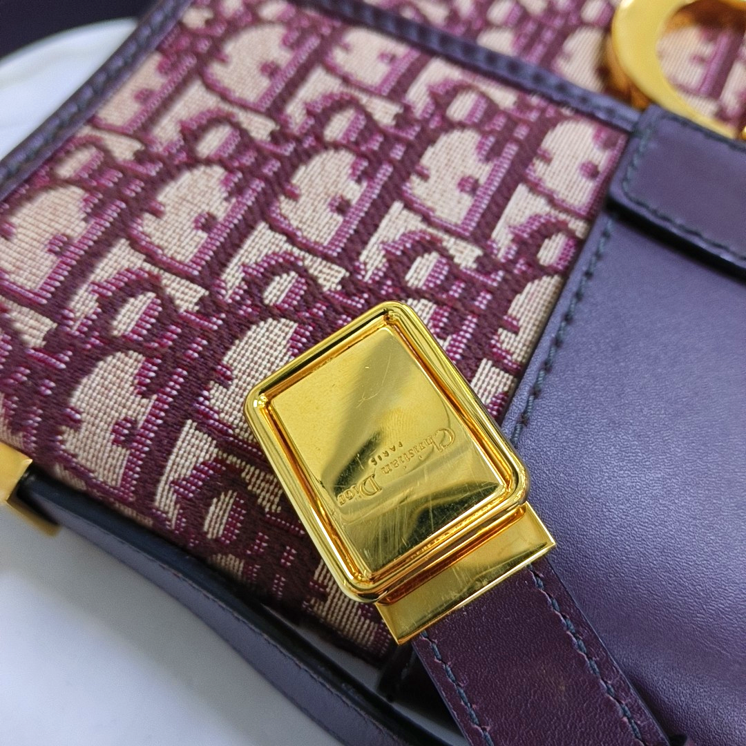 DIOR 30 Montaigne Red Canvas Monogram Montaigne Bag Single Shoulder Bag Gold Hardware Removable Strap-(SKU)-959967300