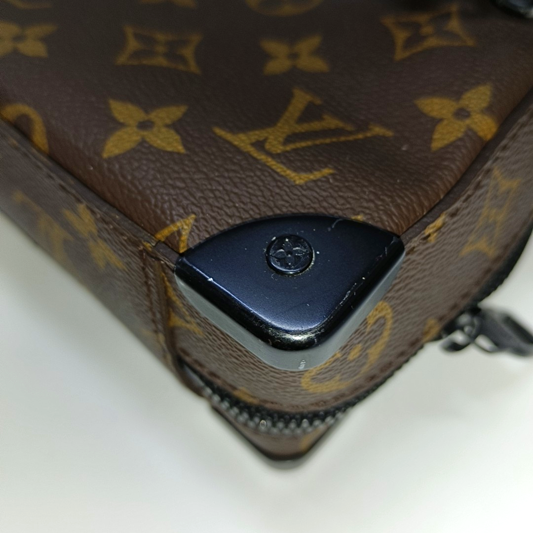 LOUIS VUITTON SOFT TRUNK Brown Coated Canvas Monogram Handbag Crossbody Shoulder Bag Black Hardware-(SKU)-14509670