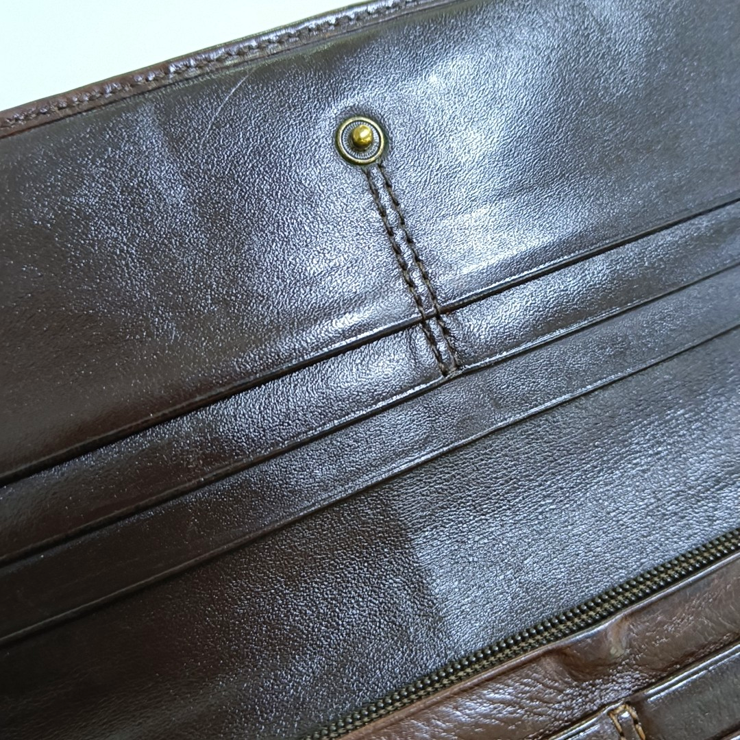 COACH Brown Mixed Material Monogrammed Textured Wallet Golden hardware Vintage model-(SKU)-950089793