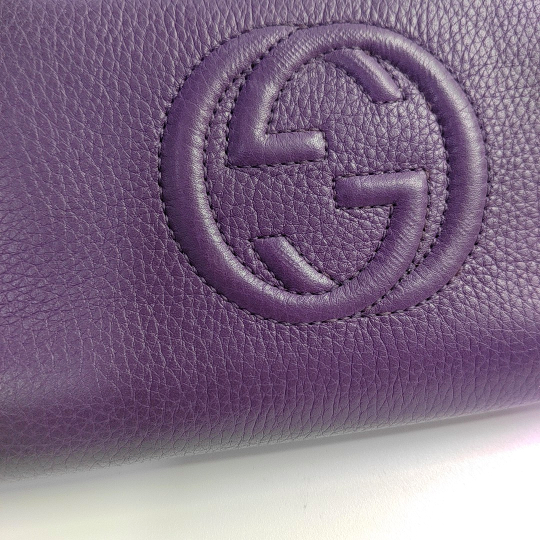 GUCCI Soho Purple Lamb Skin Fringe Wallet Golden hardware-(SKU)-960627155