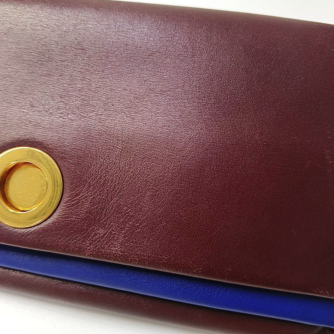CELINE Burgundy Calfskin Leather Wallet Golden hardware-(SKU)-959515979