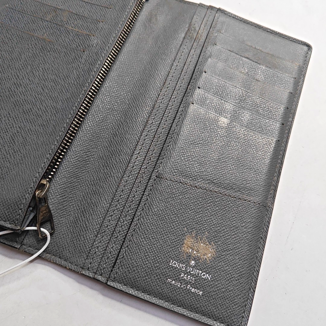 LOUIS VUITTON BRAZZA Gray Cowhide Wallet Silver Hardware-(SKU)-948585985