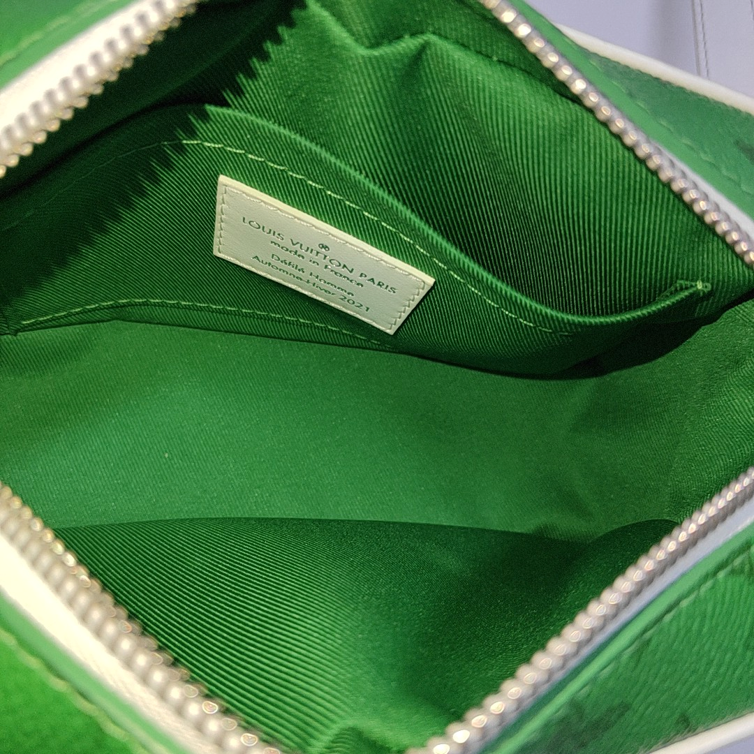 LOUIS VUITTON SOFT TRUNK Mini Green Coated Canvas Monogram Printed Crossbody Shoulder Bag Handbag with Silver Hardware-(SKU)-962207331