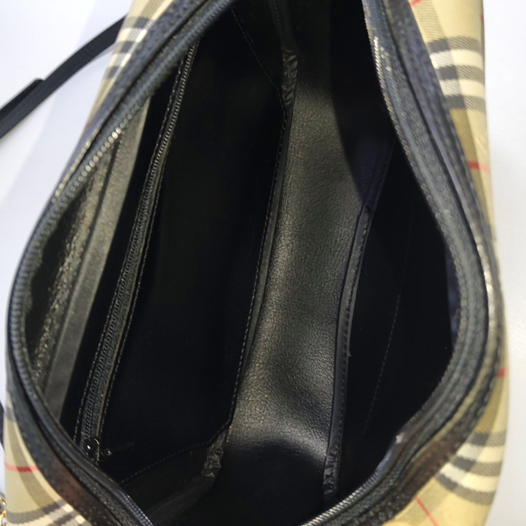 BURBERRY Khaki Fabric War Horse Plaid Pattern Handbag Black hardware-(SKU)-946106014