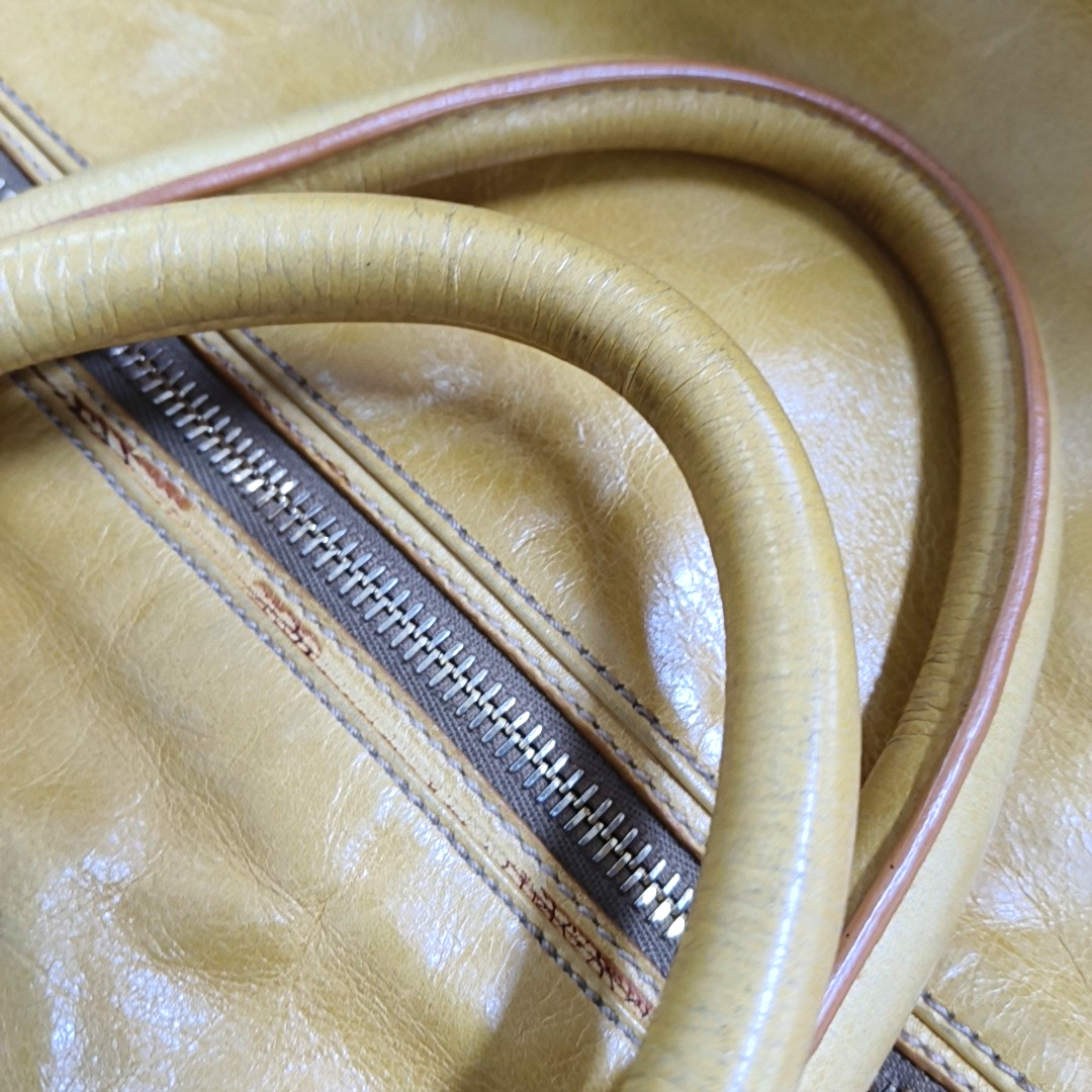 PRADA Tote bag Yellow Leather Crossbody Bag Golden hardware Removable shoulder strap-(SKU)-959736283