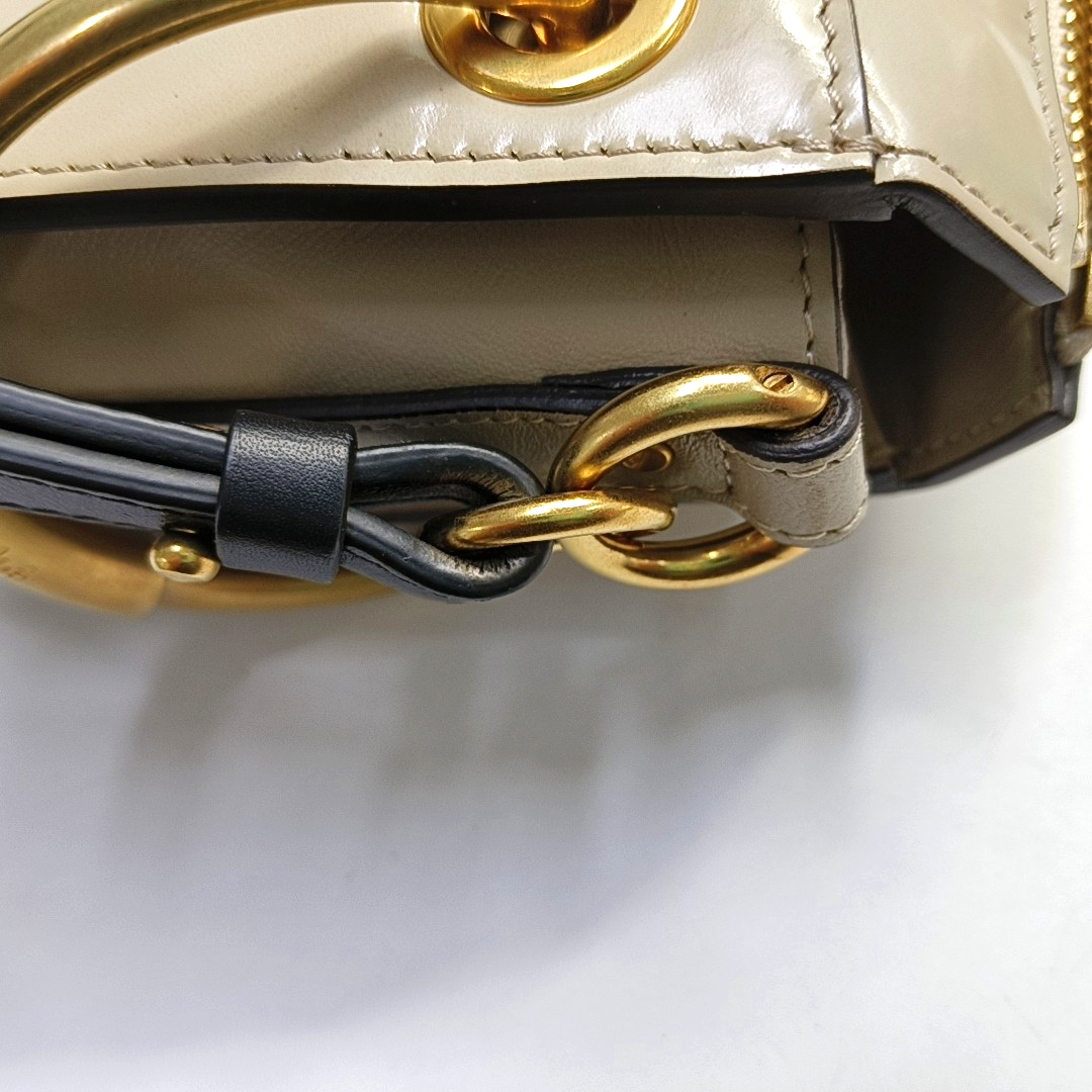 Chloé Roy Grey Cowhide Ring Single Shoulder Bag, Handbag Golden hardware Removable shoulder strap-(SKU)-946816354