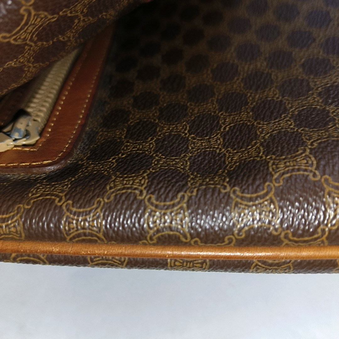 CELINE MACADAM CLUTCHES Brown Coated Canvas Triumph Clutch Golden hardware-(SKU)-14049943