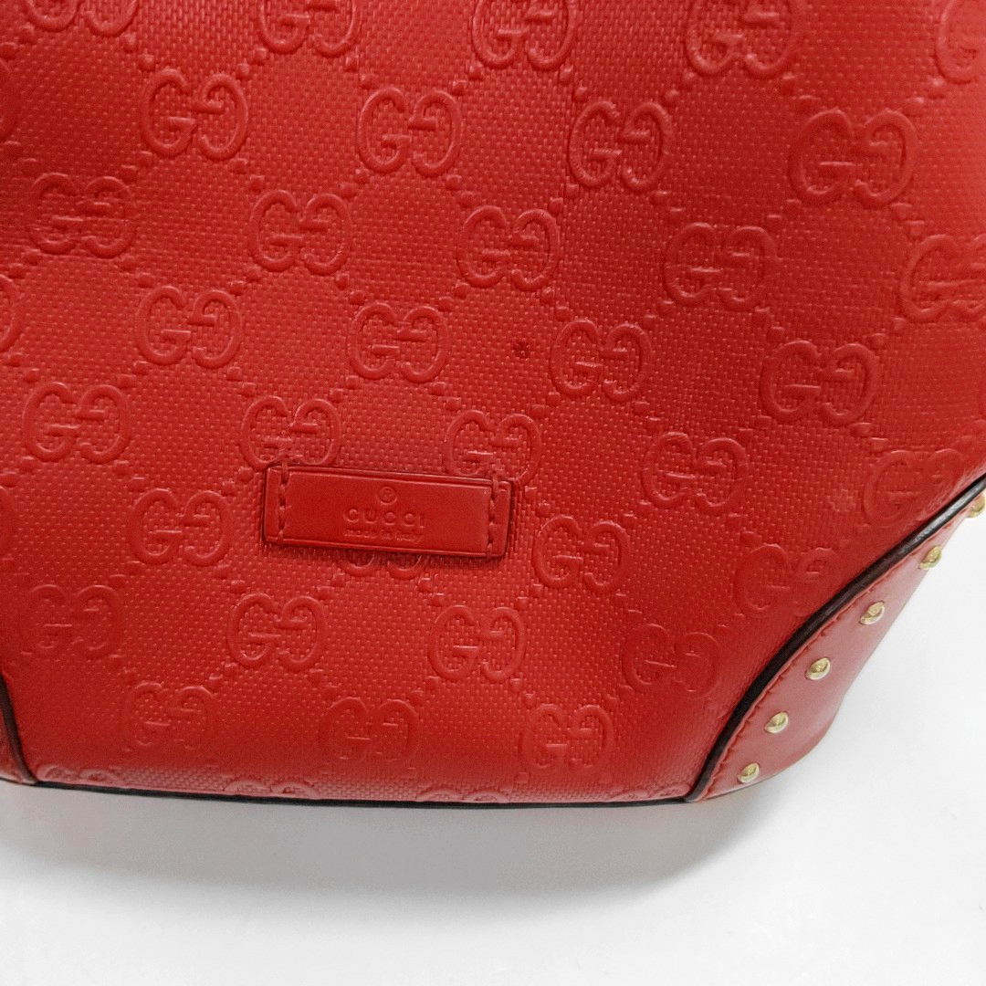 GUCCI Bucket bag Red Cowhide Monogrammed Studs Shoulder Bag Crossbody Bag Golden hardware-(SKU)-957386038
