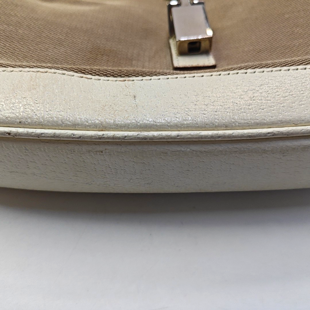 GUCCI Jackie 1961 Khaki Canvas Buckle Single Shoulder Handbag Crossbody Tote Silver Hardware-(SKU)-945694459