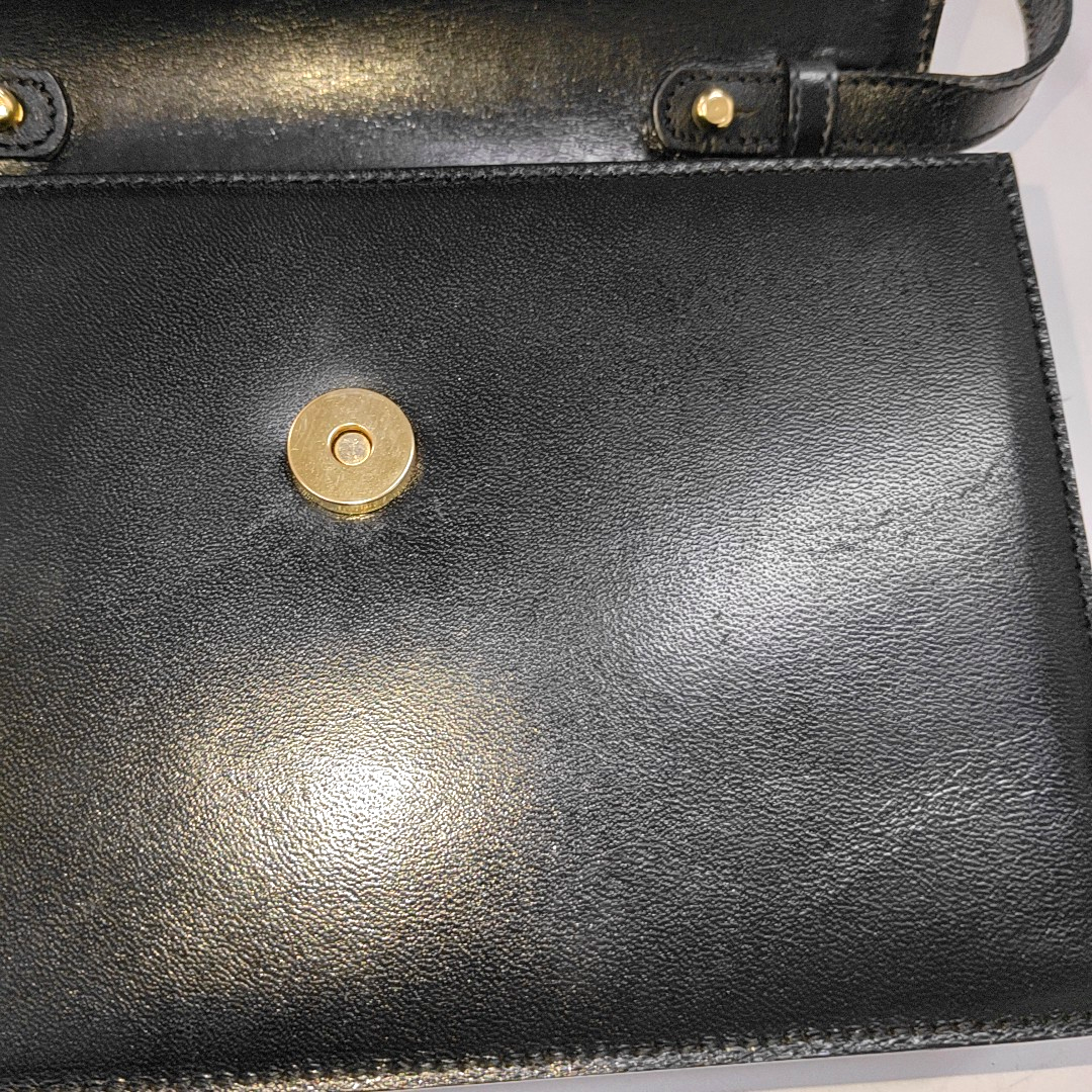 BALLY Black Leather Crossbody Bag Single Shoulder Bag Golden hardware Removable shoulder strap-(SKU)-939584253