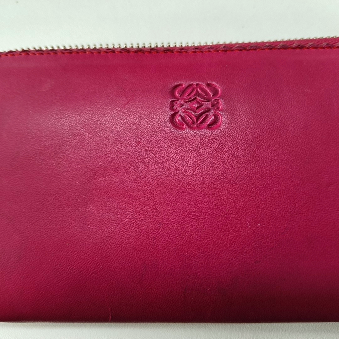 LOEWE Fuchsia cowhide tassel wallet Silver Hardware-(SKU)-13122105