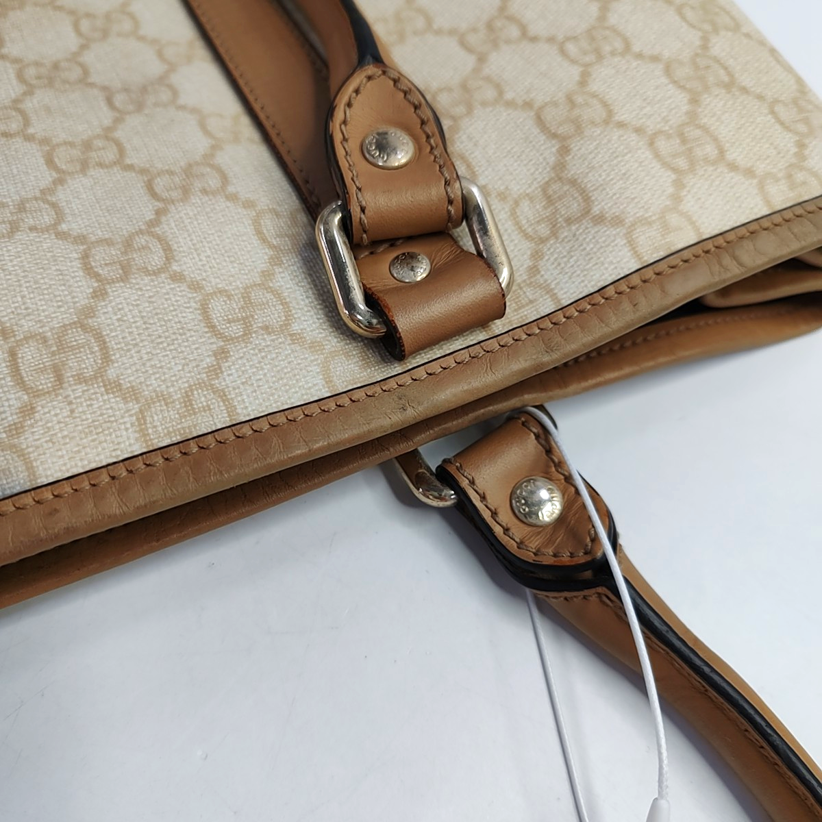 GUCCI Shima Tote Beige Coated Canvas Monogrammed Printed Single Shoulder Bag Handbag Golden hardware-(SKU)-947608449
