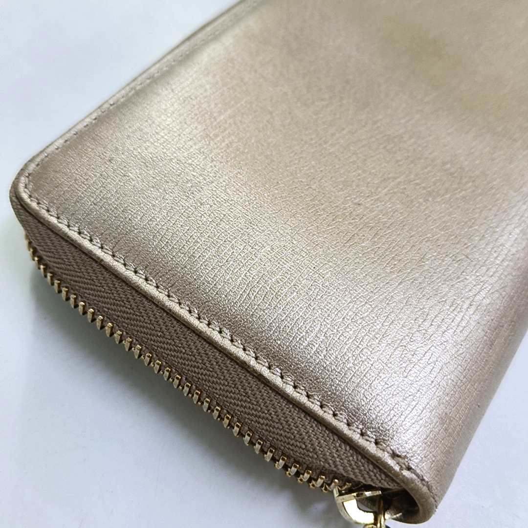 GUCCI Champagne-Colored Cowhide Embossed Wallet Golden hardware-(SKU)-960153701