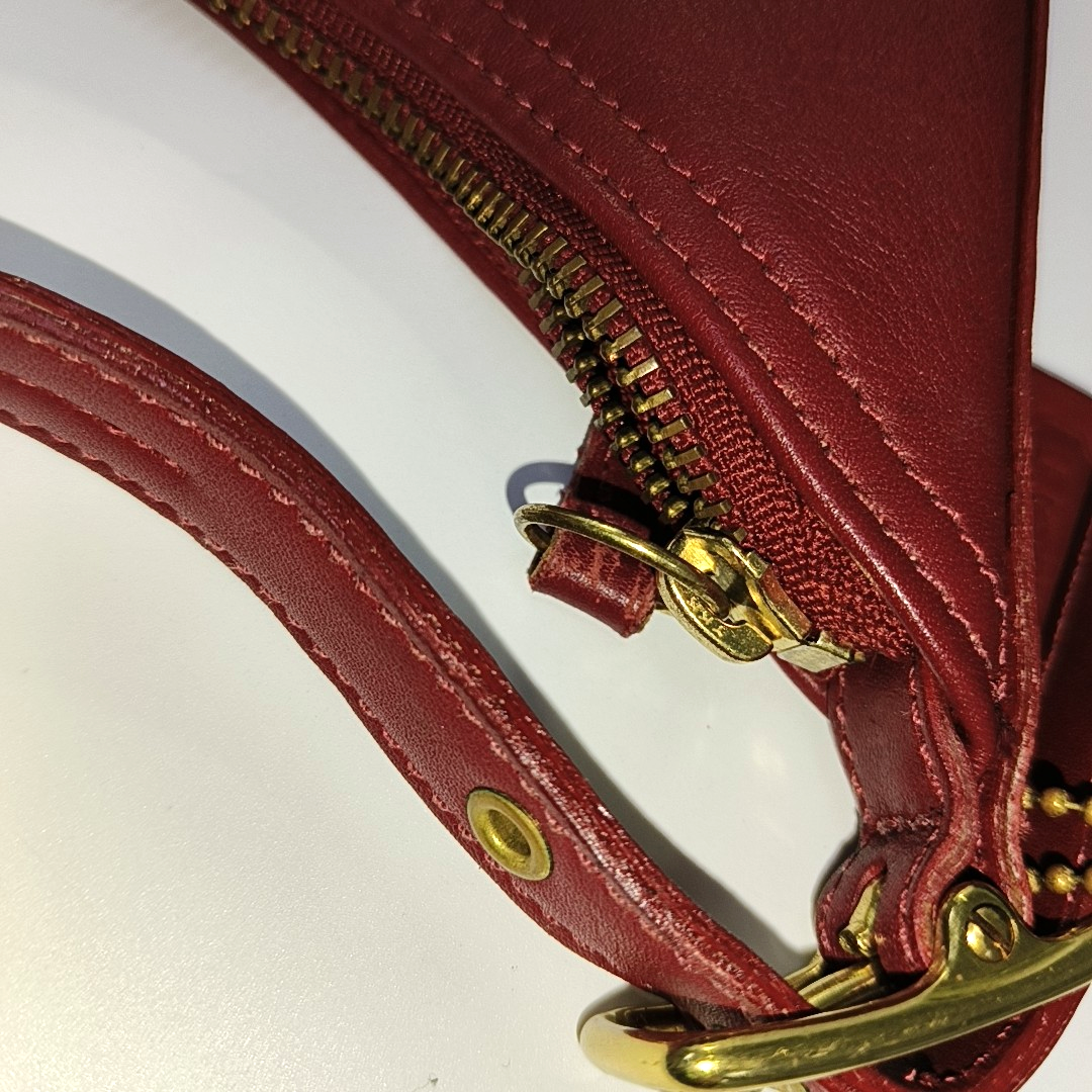 COACH Red Leather Handbag Single Shoulder Bag Golden hardware Removable shoulder strap-(SKU)-934221338