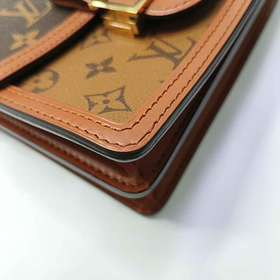 LOUIS VUITTON DAUPHINE Mini Brown Coated Canvas Monogram Vernis Dauphine Crossbody Bag Shoulder Bag Adjustable Strap Golden Hardware Complete Accessories-(SKU)-960573658
