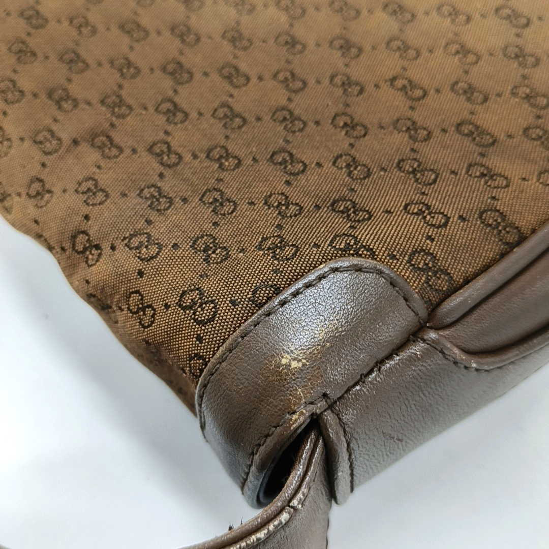 GUCCI GG Messenger Brown Canvas Monogram Shoulder Bag Golden hardware Vintage model-(SKU)-13122359