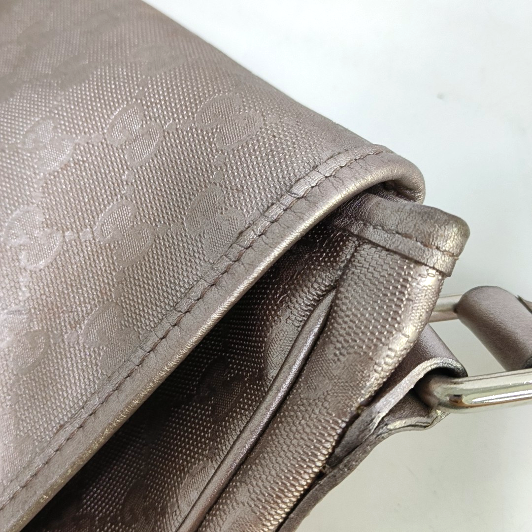 GUCCI GG Imprime Rose Gold Coated Canvas Vintage Single Shoulder Bag Crossbody Bag Silver Hardware-(SKU)-951246609