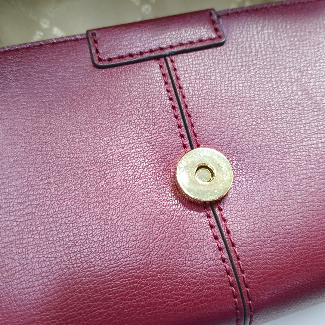 MICHAEL KORS Burgundy Leather Single Shoulder Bag Crossbody Golden hardware Removable shoulder strap-(SKU)-943388056