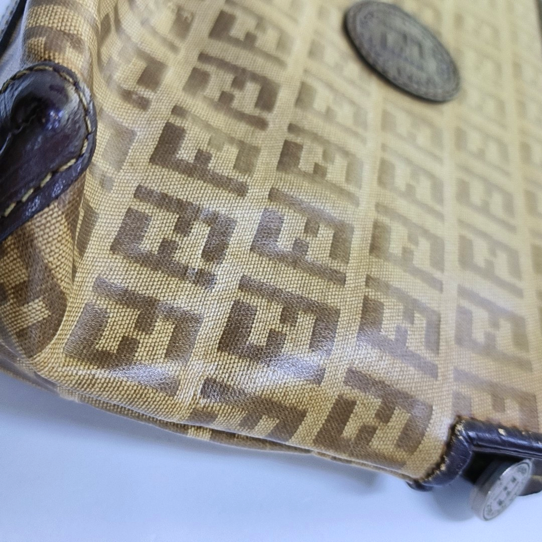 FENDI 棕色涂层帆布双F斜挎包 Silver Hardware-(SKU)-948081952