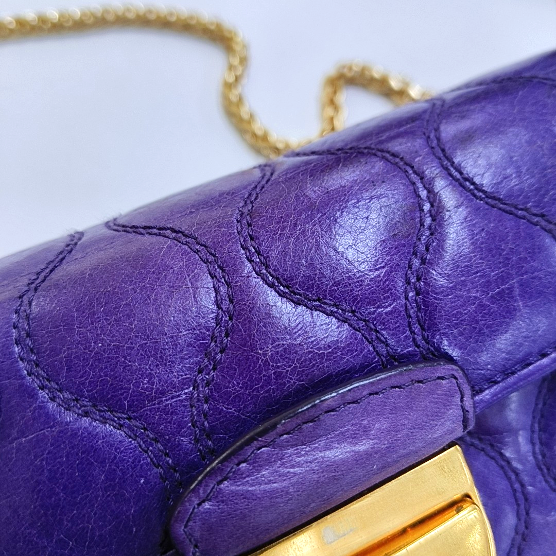 Miu Miu Purple Lamb Leather Quilted Wallet Golden hardware-(SKU)-947973528