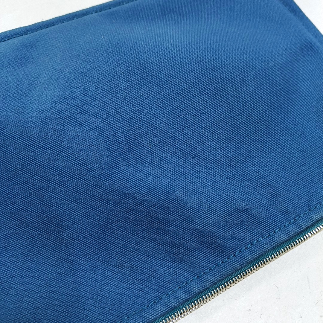 HERMÈS Medium size Deep Blue Canvas Studs Handbag Silver Hardware-(SKU)-949456295
