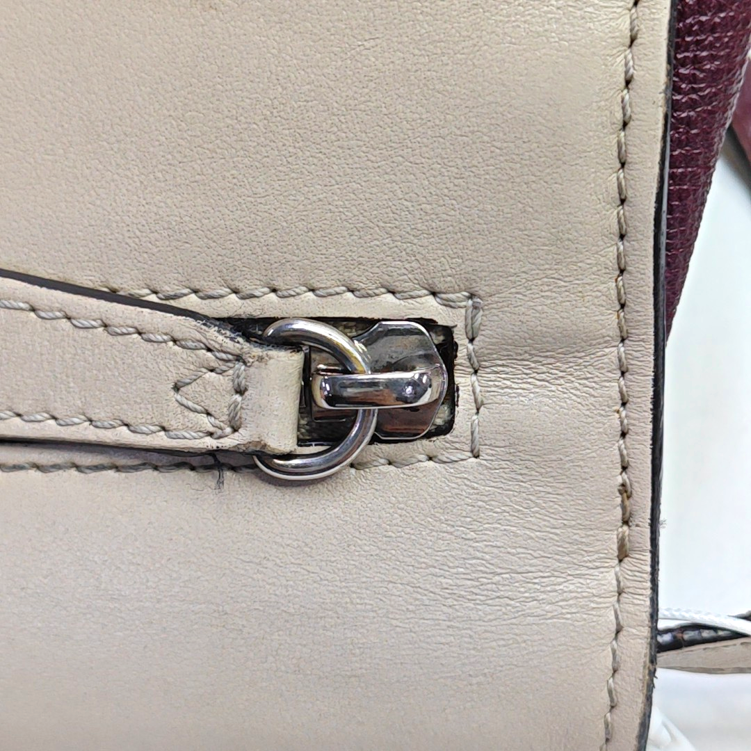 BURBERRY Macken Small size Burgundy Cowhide Single Shoulder Bag Crossbody Bag Silver Hardware Removable shoulder strap-(SKU)-947140810