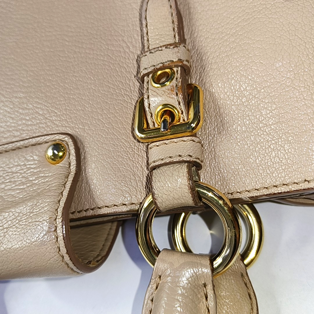 Miu Miu Tote bag Nude Pink Leather Single Shoulder Bag Tote Bag Golden hardware Removable shoulder strap-(SKU)-951760911